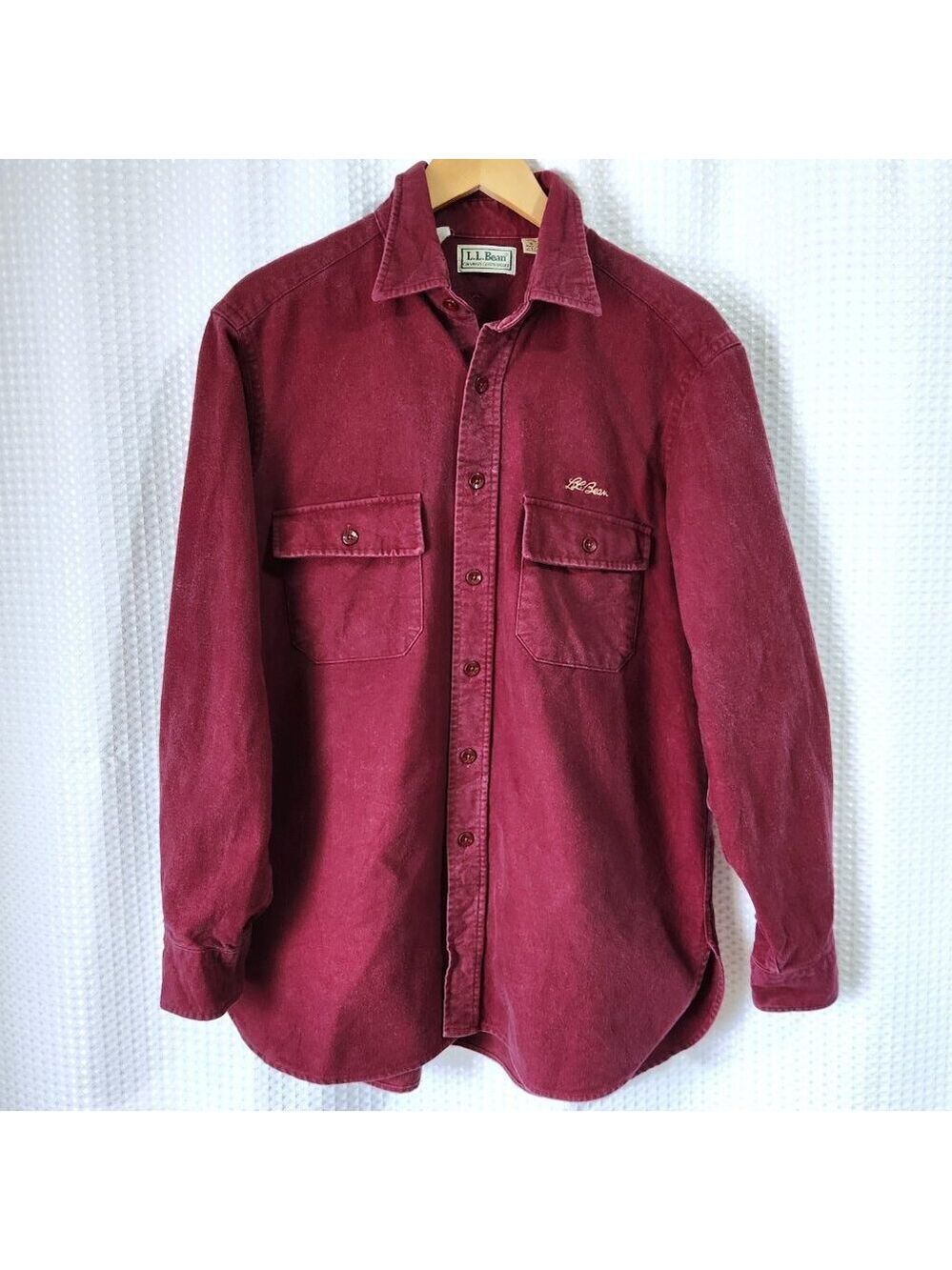 LL Bean Chamois Shirt Men’s 16 Made in USA Cotton Embroidered Logo Vintage